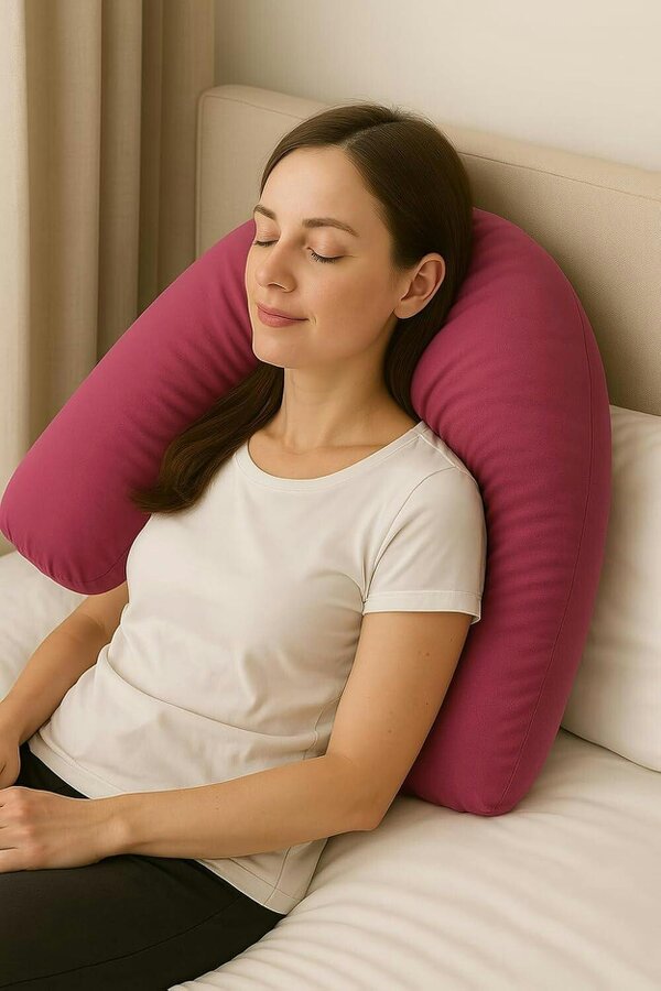 Night Zone Easy Care Polycotton V Shaped Pillow – Orthopaedic Support Pillow with Case or Cover Only - Fuchsia - Cover Only
