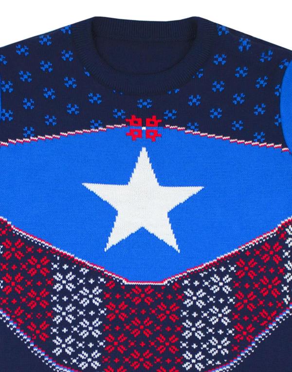 Marvel Mens Blue Captain America Christmas Jumper