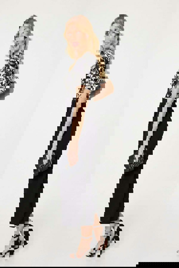 Black | Floral Block Print Wide Leg Jumpsuit