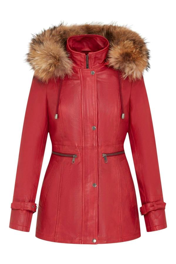 Infinity Leather Womens Leather Hooded Parka Jacket-Putian
