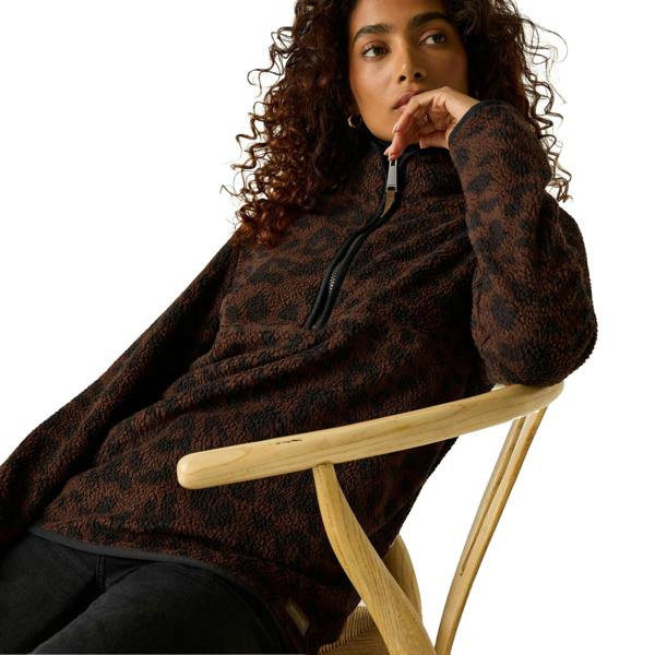 Regatta Womens/Ladies Frankie Leopard Print Borg Half Zip Fleece - Brown/Black - 