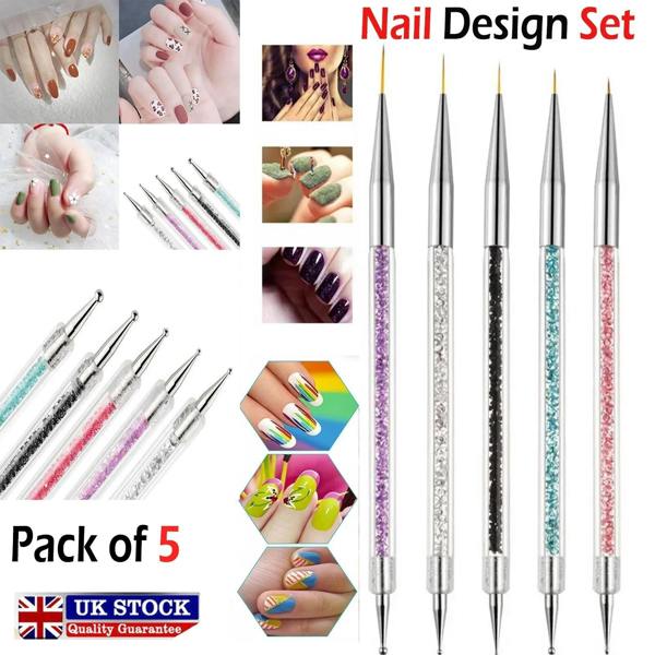 ATEK 5 Piece Nail Art Brush Set Dotting Liner Painting Brushes