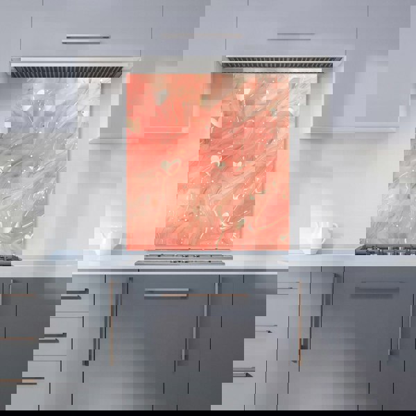 Warren Reed - Designer Salmon Pink With Hearts Marble Effect Kitchen Splashback
