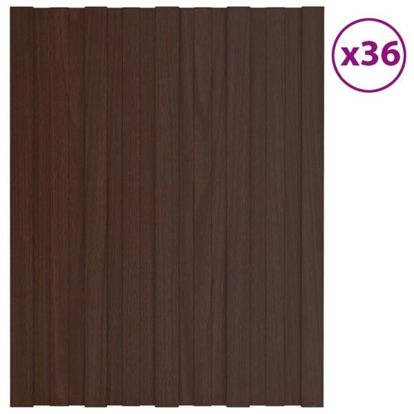 Berkfield Roof Panels 36 pcs Galvanised Steel Brown 60x45 cm