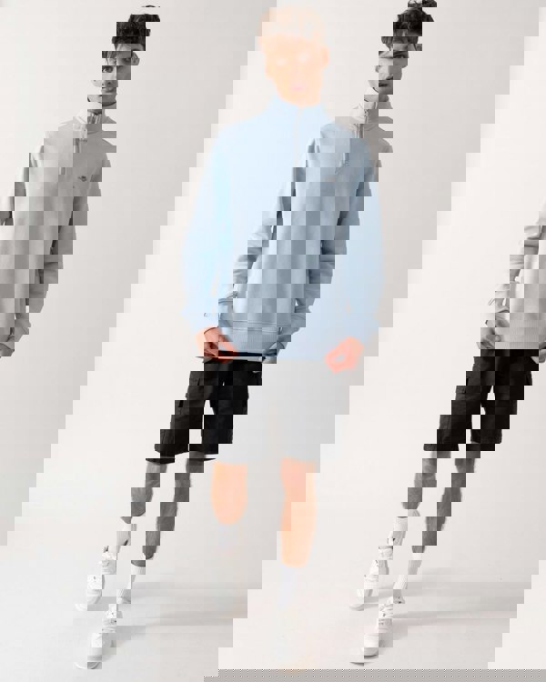 GANT Mens Regular Fit Shield Logo Half Zip Sweatshirt - 457 Fresh Blue - CHO - Designer Mens Sweatshirts