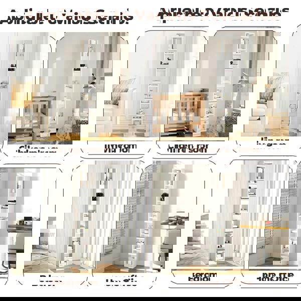 Levede Bookcases Book Shelf Shelving Storage Unit Slim Wood Office Home White