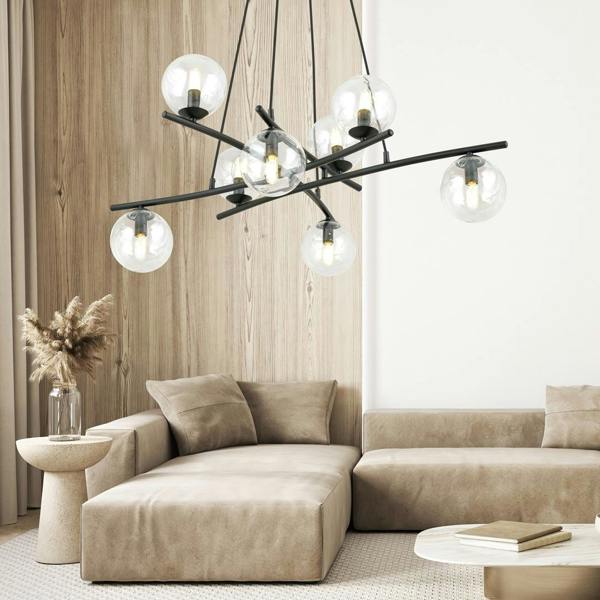 Emibig ESSA Pendant lamp 8 x E14 Black with Transparent Shade
