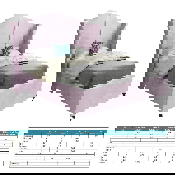 Casa Magna Zampa Curved Top Curved Winged Upholstered Soft Velvet Bed Frame - Pink