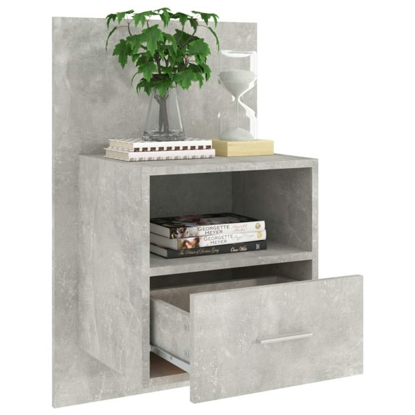 Berkfield Wall-mounted Bedside Cabinet Concrete Grey
