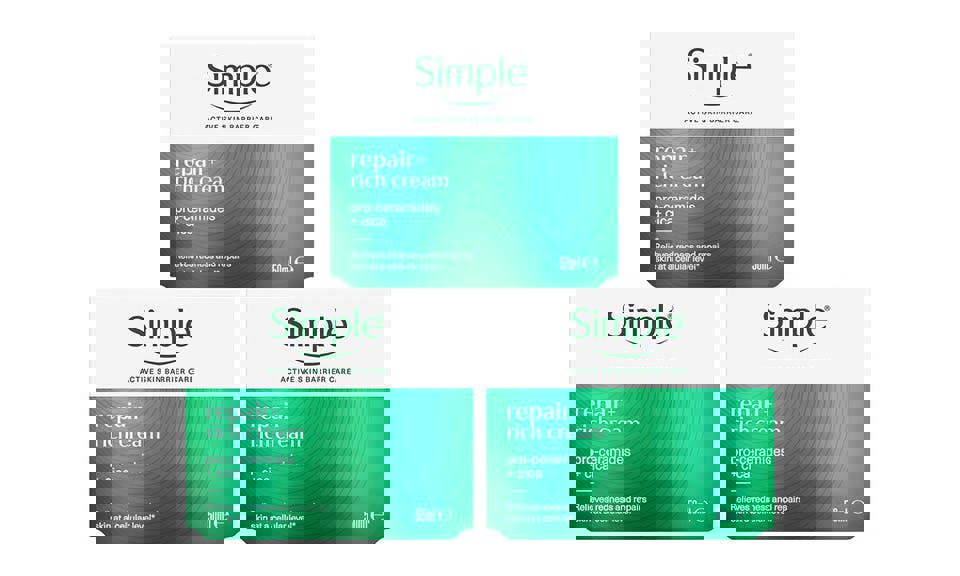 Simple Repair+ Moisturiser Gentle Nourishing & Soothing Daily Face Cream, 50ml