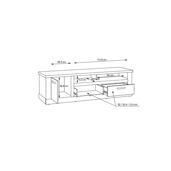 Wyld Haus Tampere Artisan Oak TV Unit with Black Handles 1 Door 2 Drawers