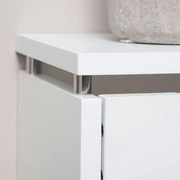 Bobobiy Radiator Cover Vertical Slatted Grille Heater Cover Top Shelf MDF Steel for Heat Circulation 60 x 18 x 84 cm White