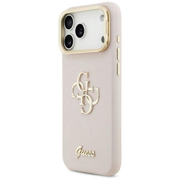 Guess Grained Big 4G Stand Camera Case for iPhone 17 Pro Max 6.9" Pink - GUHCP17XPCS4GSP