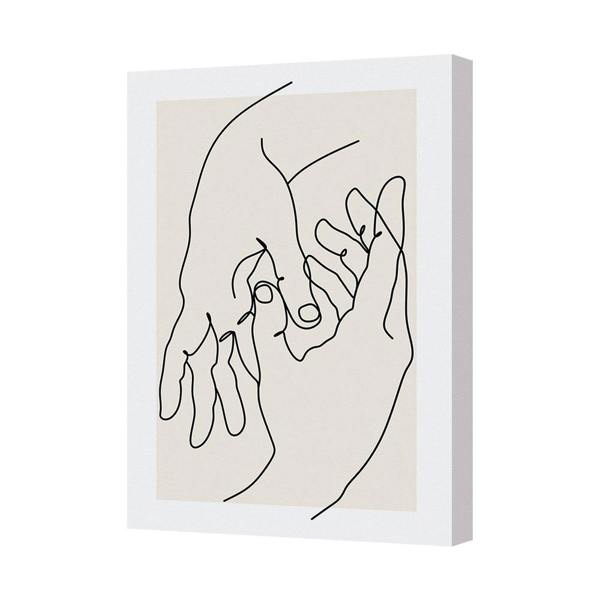 Benjamin Tate Design Contemporary Line Art Canvas Print Of Intertwined Hands UK Handmade