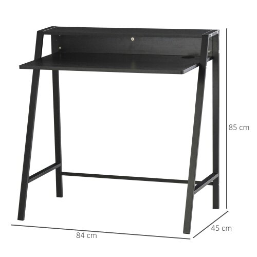 Wyld Haus Havi 84cm Wooden Black Compact Writing Desk With Integrated Storage Shelving