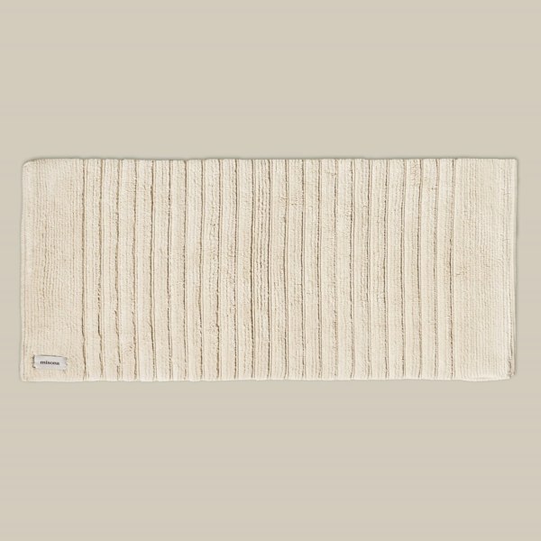 Cream beige organic cotton bath runner, thick luxury bathroom mat. Long Bath Mat