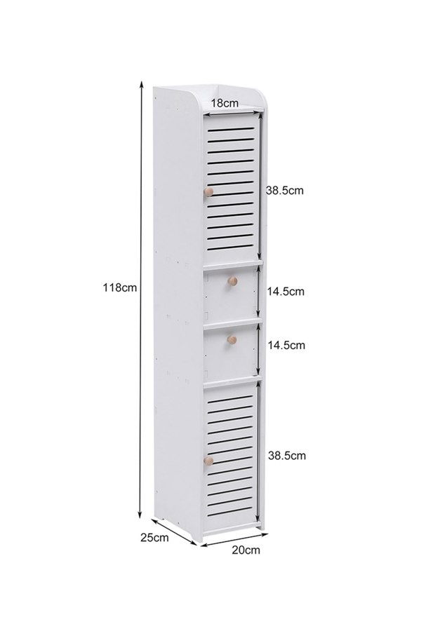 Living and Home White Wooden Tall Bathroom Freestanding Storage Cabinet