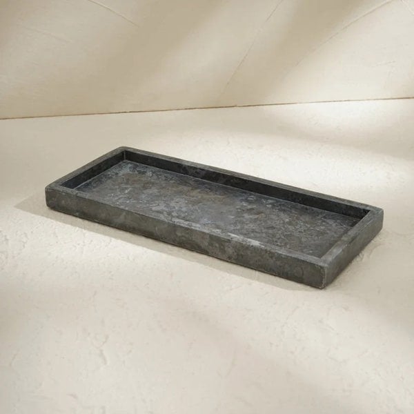 Black marble rectangular styling tray lifestyle genuine stone