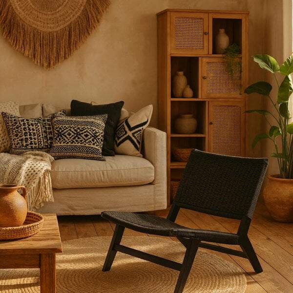Wyld Haus Wigletree Black Wood Lounge Accent Chair
