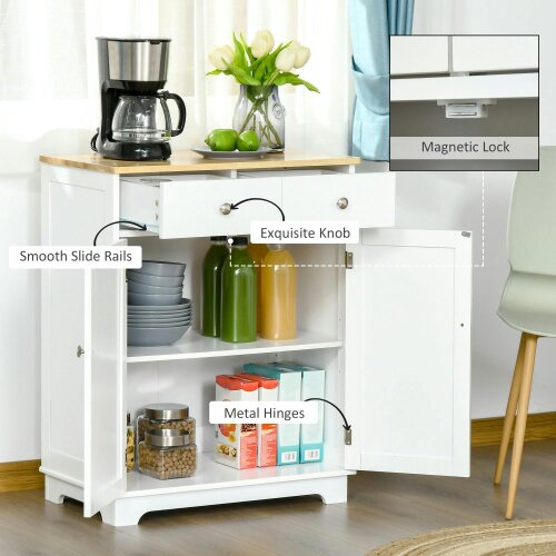 Wyld Haus Colalu Wooden Kitchen Cabinet With Solid Natural Top 2 Doors 2 Drawers
