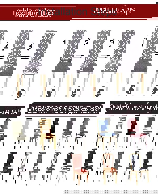 Anyseat Chair Cover Black Corn Kernels Waterproof Universal Size for Dining Room Stretch Seat Slipcovers