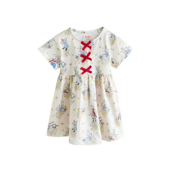 Cath Kidston Girls Bunny Bow Casual Dress - Cream - 