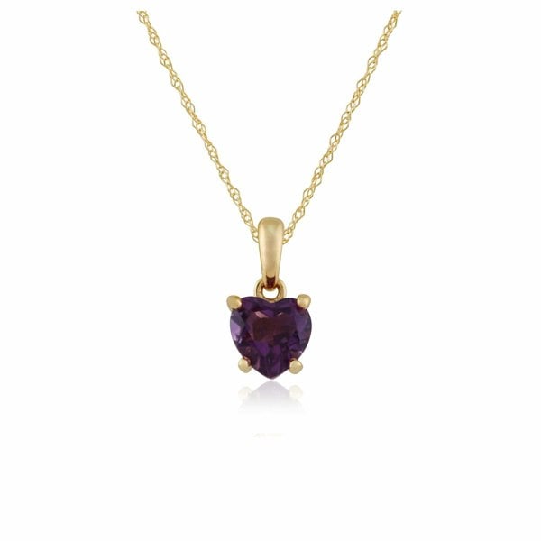 Classic Heart Amethyst Pendant in 9ct Yellow Gold - Gemondo