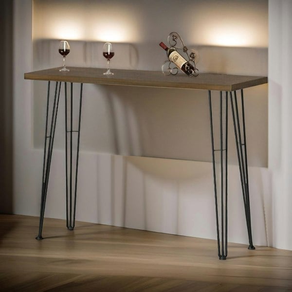 Rafaelo Mobilia Industrial Console Table With Metal Hairpin Legs