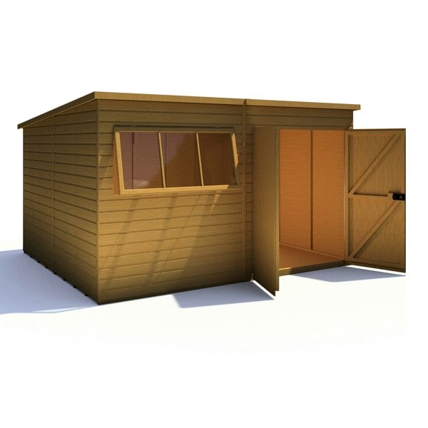 Shire Ranger 12x10 Double Door Premium Pent interlock Shiplap Shed - Best Shed