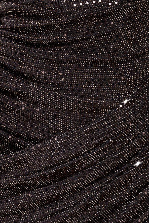 Cowl Neck Glitter Lurex Mini Dress - Black DR4741