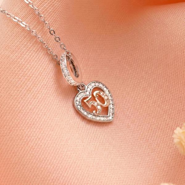 Parus Home 50th Birthday Sterling Silver Heart Necklace For Her