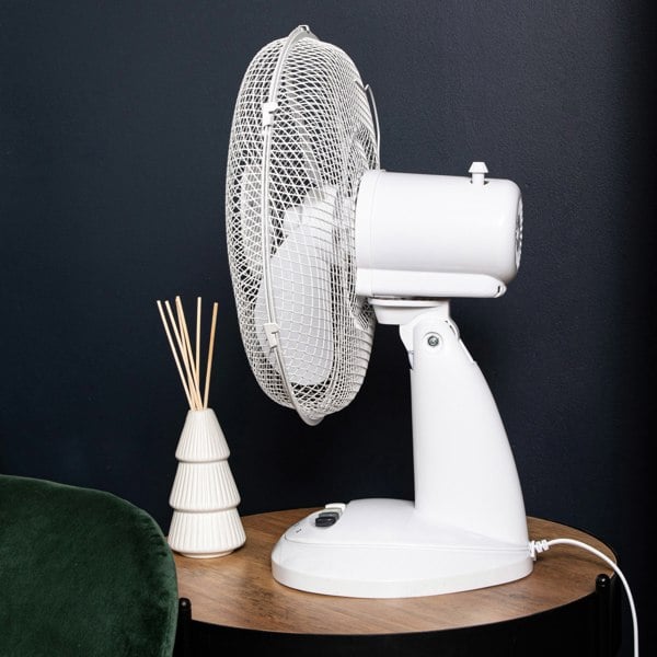 Samuel Alexander 30cm Indoor Oscillating Electric Cooling Table Desk Fan in White