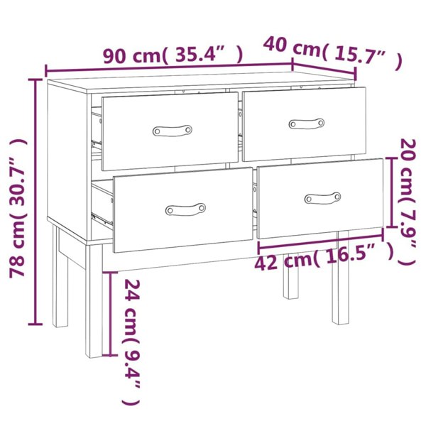 Berkfield Console Cabinet 90x40x78 cm Solid Wood Pine