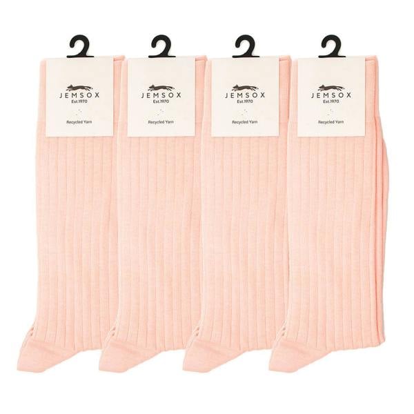 Jemsox 4 Pack - Premium Fine Ribbed Men’s Wedding & Formal Socks – Soft Rose Pink