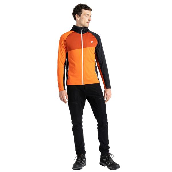Dare 2B Mens Touring Hooded Stretch Full Zip Jacket - Puffins Orange/Rooibos Tea - 