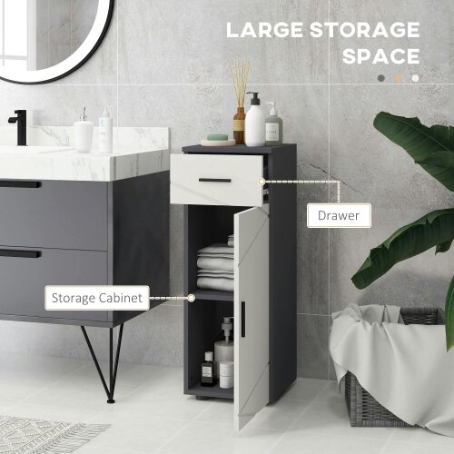 Wyld Haus Gazzeta Slim Grey Bathroom Storage Cabinet With Drawer Cupboard Adjustable Shelves And Soft Close Door