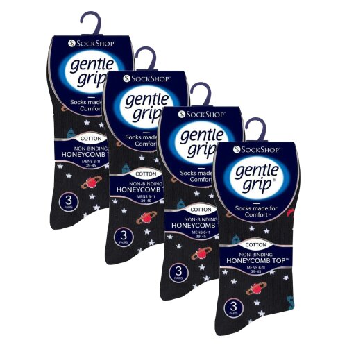 Gentle Grip 12 Pairs Mens Cotton Rich Everyday Socks Soft Top Flat Seam Comfort Socks