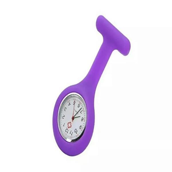 ATEK Silicone Nurse Fob Watch Quartz Tunic Brooch Purple