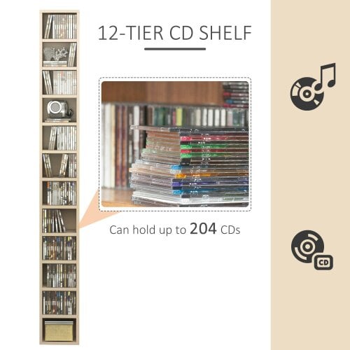 Wyld Haus Yoel Wood Oak Tone Tall Narrow CD Storage Tower