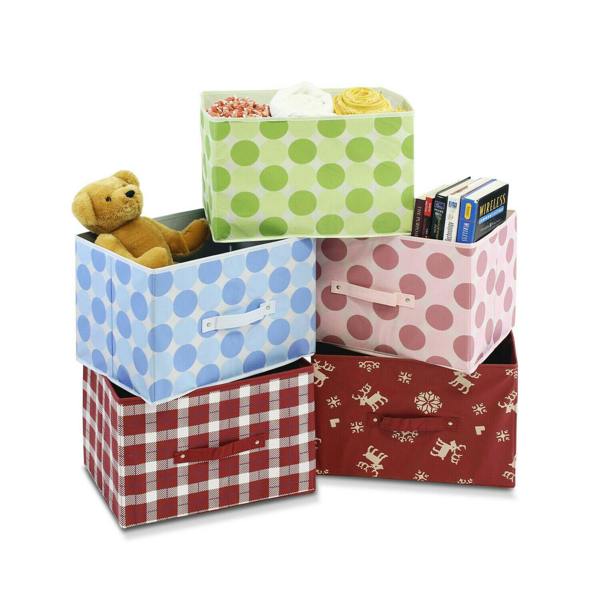 WALPLUS Laci Dot Design Non-Woven Fabric Soft Storage Organizer, Blue | High Quality Decorative Wall Design