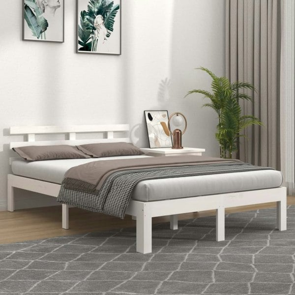 Berkfield Bed Frame White Solid Wood 160x200 cm