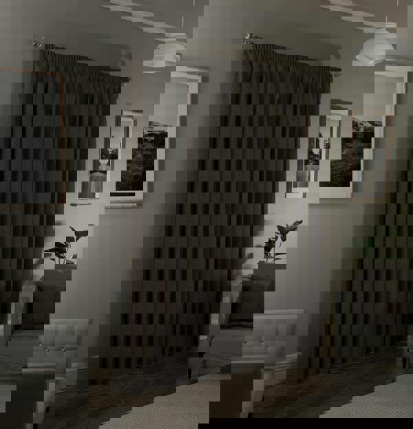 Enhanced Living Natural Textured Basketweave 100% Blackout Pencil Pleat Thermal Energy Saving Curtains - Ideal for Living Rooms & Bedrooms