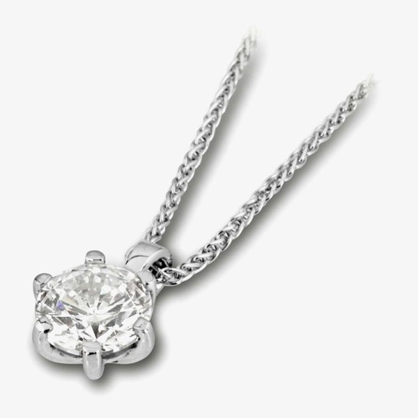T. H. Baker 18ct White Gold 0.33ct Round Brilliant 6 Claw Diamond Pendant PD244(4.5)- H/SI2/0.33ct