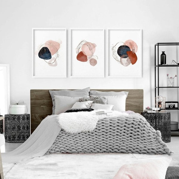 Abstract print for bedroom | set of 3 wall art prints