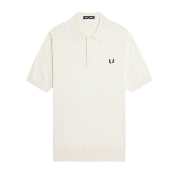 Fred Perry Cotton Knitted Polo Shirt Ecru