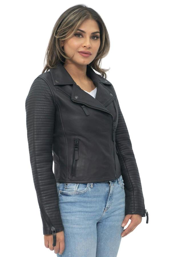 Infinity Leather Womens Leather Matt Vintage Brando Biker Jacket-Taipei