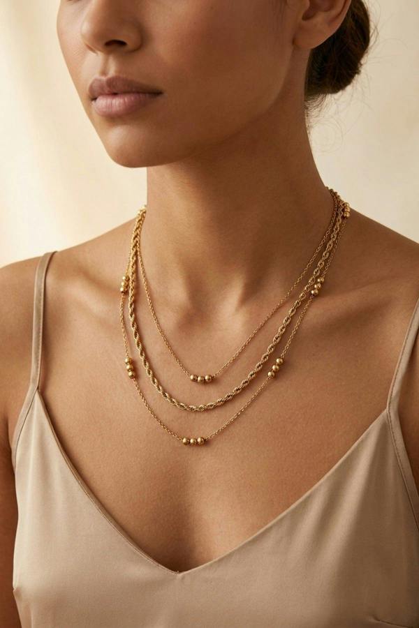 ARIIRA Marianne Layered Gold Tone Multi Chain Necklace