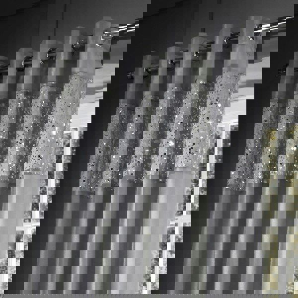 Catherine Lansfield Glitzy Fully Lined Eyelet Curtains Grey