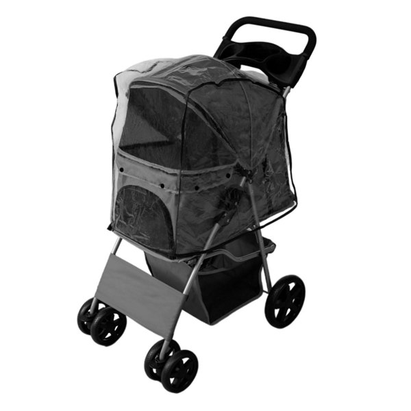 Monstershop Pet Stroller with Rain Cover – Grey