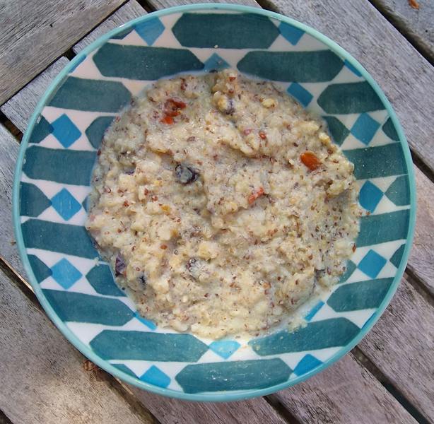 Luxury Fruity Flaxseed & Buckwheat Porridge with Quinoa - oat-free gluten-free high protein high fibre